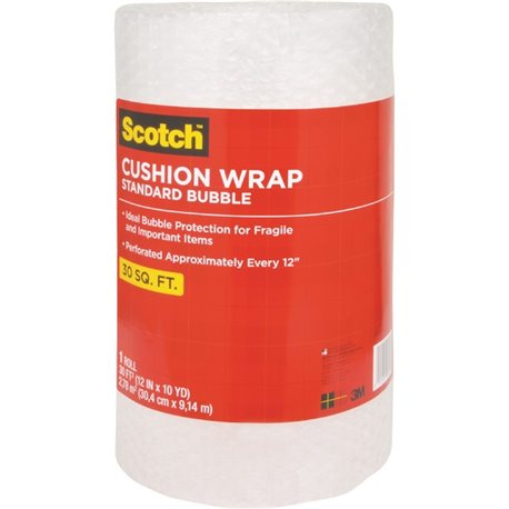 Scotch Perforated Cushion Wrap - 12" Width x 30 ft Length - Perforated, Lightweight, Recyclable, Non-scratching, Easy Tear - Pol