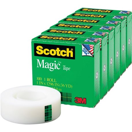 Scotch Invisible Magic Tape - 36 yd Length x 1" Width - 1" Core - Split Resistant, Tear Resistant - For Mending, Splicing - 6 / 