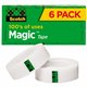 Scotch 3/4"W Magic Tape - 36 yd Length x 0.75" Width - 1" Core - Split Resistant, Tear Resistant - For Mending, Splicing - 6 / P