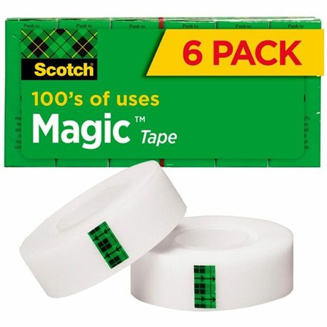 Scotch 3/4"W Magic Tape - 36 yd Length x 0.75" Width - 1" Core - Split Resistant, Tear Resistant - For Mending, Splicing - 6 / P