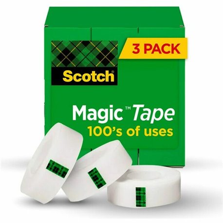 Scotch Magic Tape - 72 yd Length x 1" Width - 3" Core - For Mending, Splicing - 3 / Pack - Matte - Clear