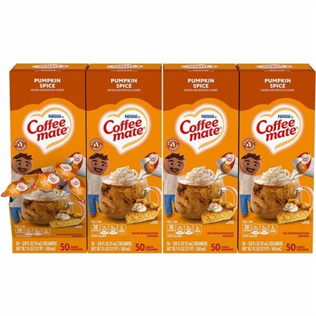 Coffee mate Pumpkin Spice Flavored Liquid Creamer Singles - Pumpkin Spice Flavor - 0.38 fl oz (11 mL) - 200/Carton - 200 Serving