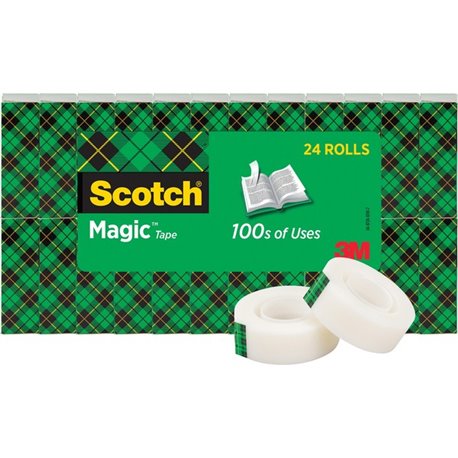 Scotch 3/4"W Magic Tape - 27.78 yd Length x 0.75" Width - 1" Core - Split Resistant, Tear Resistant - For Mending, Splicing - 24