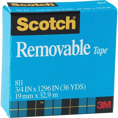 Scotch Removable Magic Tape Roll - 36 yd Length x 0.75" Width - 1" Core - Split Resistant, Tear Resistant - For Attaching - 1 / 