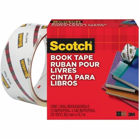 Scotch Book Tape - 15 yd Length x 1.50" Width - 3" Core - Acrylic - Crack Resistant - For Repairing, Reinforcing, Protecting, Co