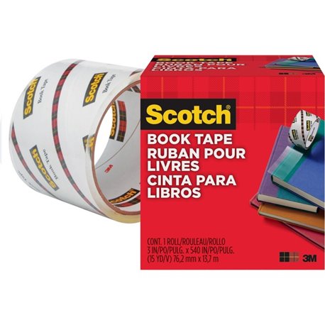 Scotch Book Tape - 15 yd Length x 3" Width - 3" Core - Acrylic - Crack Resistant - For Repairing, Reinforcing, Protecting, Cover