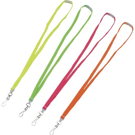 Advantus Neon Breakaway Lanyard - 12 / Pack - 0.5" Width x 36" Length - Neon Pink