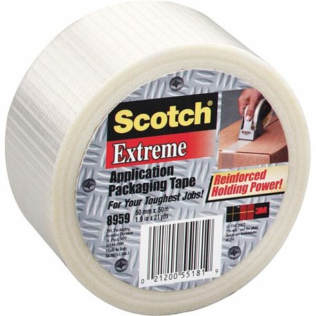 Scotch Extreme Application Packaging Tape - 54.60 yd Length x 2" Width - 5.7 mil Thickness - 3" Core - Synthetic Rubber - Glass 