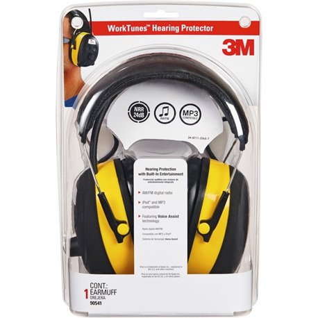 Tekk Protection Protection Digital WorkTunes Earmuffs - Stereo - Yellow, Black - Wired - Over-the-head - Binaural - Circumaural 