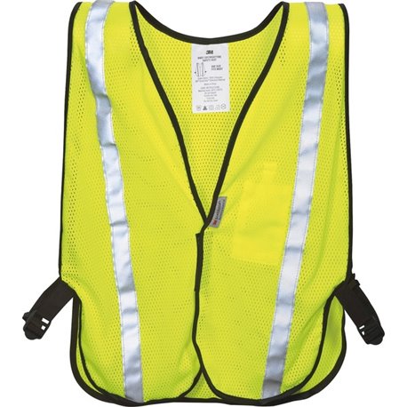 3M Reflective Safety Vest - Visibility Protection - Polyester - Yellow - Lightweight, Reflective, Adjustable Strap, Breathable, 