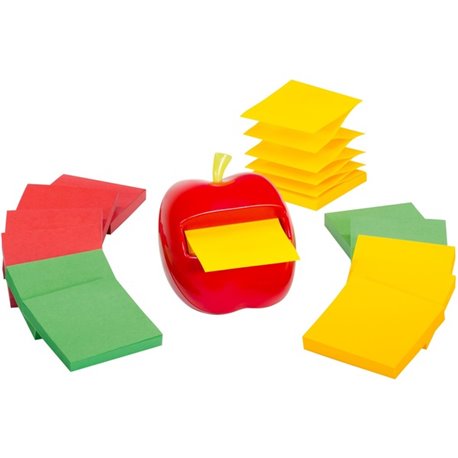 Post-it Dispenser Note Apple Shape Dispenser - Candy Apple Red, Sunnyside, Lucky Green