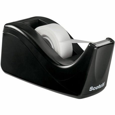 Scotch Two-tone Desktop Office Tape Dispenser - Holds Total 1 Tape(s) - 1" Core - Refillable - Non-skid Base - Black - 1 Each