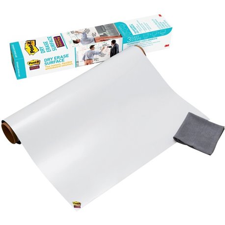 Post-it Self-Stick Dry-Erase Film Surface - White Surface - 24" (2 ft) Width x 36" (3 ft) Length - White Film - Rectangle - Flex