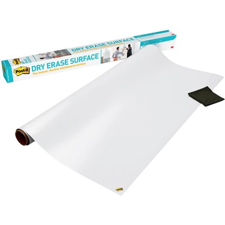 Post-it Self-Stick Dry-Erase Film Surface - White Surface - 36" (3 ft) Width x 48" (4 ft) Length - White Film - Rectangle - Flex