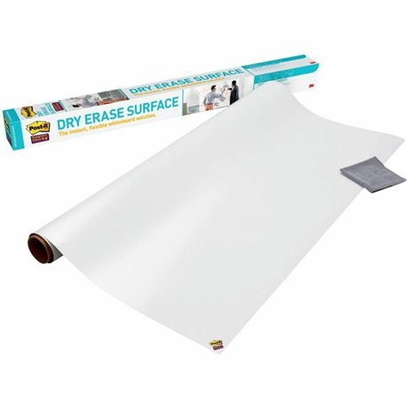 Post-it Self-Stick Dry-Erase Film Surface - 48" (4 ft) Width x 72" (6 ft) Length - White - Rectangle - Flexible, Stain Resistant