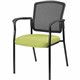 Lorell Stackable Mesh Back Guest Chair - Dillon Apple Green Antimicrobial Vinyl Seat - Black Mesh Back - Black Powder Coated Ste