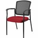 Lorell Breathable Mesh Guest Chairs - Fabric Seat - Black, Powder Coated Steel Frame - Real Red - Armrest - 1 Each