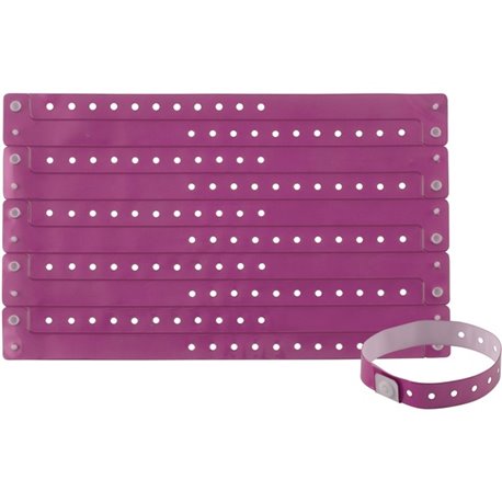 Advantus Colored Vinyl Wristbands - 100 / Pack - Adjustable - 0" Height x 0.6" Width x 9.8" Length - Purple - Vinyl