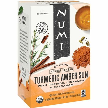 Numi Organic Turmeric Golden Tonic Amber Sun Herbal Tea Bag - 1.5 oz - 12 / Box