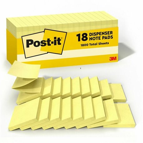 Post-it Dispenser Notes - 1620 - 3" x 3" - Square - 90 Sheets per Pad - Unruled - Canary Yellow - Paper - Self-adhesive, Removab