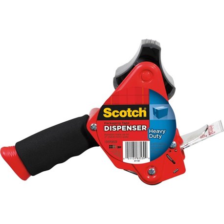 Scotch Heavy-Duty Packaging Tape Dispenser - Foam Handle - Holds Total 1 Tape(s) - 3" Core - Refillable - Soft Grip, Retractable