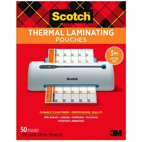 Scotch Thermal Laminating Pouches - Sheet Size Supported: Letter 8.50" Width x 11" Length - Laminating Pouch/Sheet Size: 9" Widt