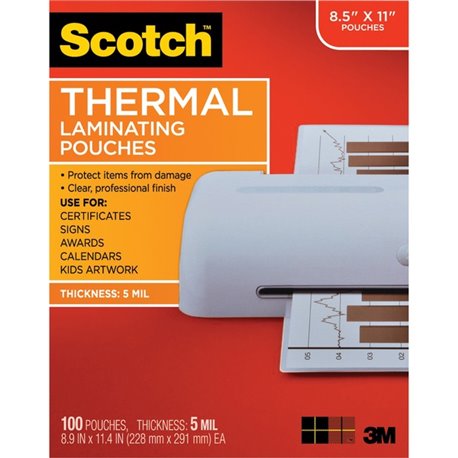 Scotch Thermal Laminating Pouches - Sheet Size Supported: Letter 8.50" Width x 11" Length - Laminating Pouch/Sheet Size: 8.90" W