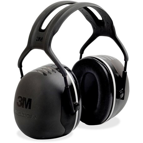 Peltor X-Series Over-The-Head X5 Earmuffs - Noise, Noise Reduction Rating Protection - Steel, Steel - Black - Lightweight, Comfo