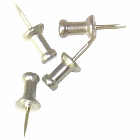 Advantus Aluminum Pushpins - 0.6" Length - 100 / Box - Aluminum