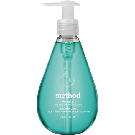 Method Gel Hand Soap - Waterfall ScentFor - 12 fl oz (354.9 mL) - Pump Bottle Dispenser - Hand - Aqua - Paraben-free, Phosphate-