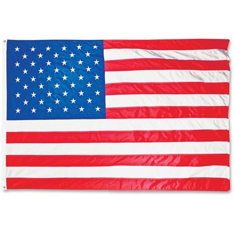 Advantus Heavyweight Nylon Outdoor U.S. Flag - United States - 60" x 36" - Heavyweight, Grommet, Durable - Nylon, Brass - Red, W