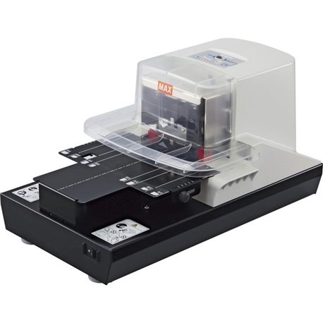 MAX Electronic Stapler - 100 of 80g/m&178 Paper Sheets Capacity - 0.87" Throat Depth - 1 Each - Black, White