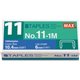 MAX No. 11-1M Staples - 50 Per Strip - 15/64" Leg - 7/17" Crown - for Paper - Silver1000 / Box