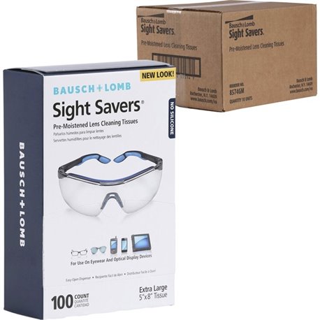 Bausch + Lomb Sight Savers Lens Cleaning Tissues - For Reading Glasses, Eyeglasses, Monitor, Camera Lens, Binocular - Anti-fog, 