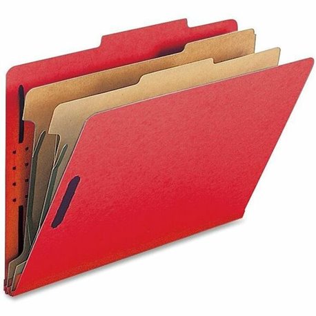 Nature Saver Legal Recycled Classification Folder - 8 1/2" x 14" - 2" Fastener Capacity for Folder - 2 Divider(s) - Bright Red -