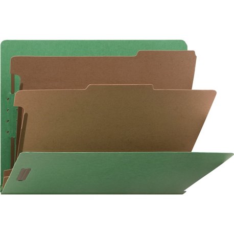 Nature Saver Letter Recycled Classification Folder - 8 1/2" x 11" - End Tab Location - 2 Divider(s) - Fiberboard - Green - 100% 