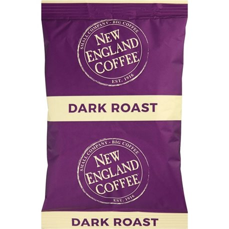 New England Coffee Portion Pack French Roast Coffee - Dark - 2.5 oz Per Pack - 24 / Carton