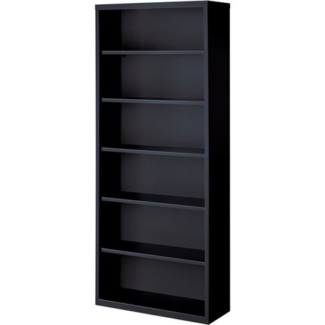 Lorell Fortress Series Bookcase - 34.5" x 13" x 82" - 6 x Shelf(ves) - Black - Powder Coated - Steel - Recycled