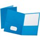 Oxford Letter Recycled Pocket Folder - 8 1/2" x 11" - 100 Sheet Capacity - 2 Internal Pocket(s) - Leatherette - Light Blue - 10%