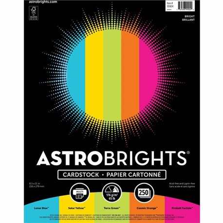 Astrobrights Color Card Stock - 5 Assorted Colours - 8 1/2" x 11" - 250 / Pack - High-impact, Durable, Printable, Acid-free, Lig