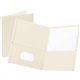 Oxford Letter Recycled Pocket Folder - 8 1/2" x 11" - 100 Sheet Capacity - 2 Internal Pocket(s) - Leatherette - White - 10% Recy