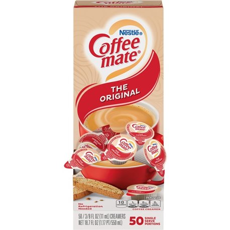 Coffee mate Original Liquid Coffee Creamer Singles - Gluten-Free - Original Flavor - 0.38 fl oz (11 mL) - 50/Box - 50 Serving