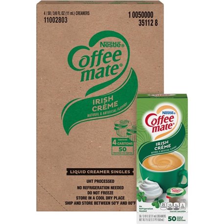 Coffee mate Irish Creme Liquid Creamer Singles - Gluten-Free - Irish Cream Flavor - 0.38 fl oz (11 mL) - 4/Carton - 50 Per Box -