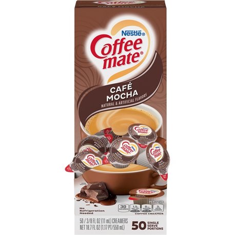 Coffee mate Cafe Mocha Liquid Creamer Singles - Gluten-Free - Cafe Mocha Flavor - 0.38 fl oz (11 mL) - 50/Box - 50 Serving