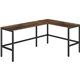 NuSparc L-Shaped Metal Frame Desk - For - Table TopVintage Oak L-shaped, Black Top - Contemporary Style - 200 lb Capacity x 67" 