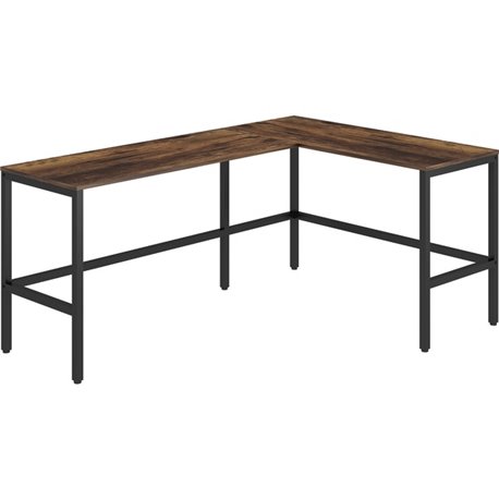 NuSparc L-Shaped Metal Frame Desk - For - Table TopVintage Oak L-shaped, Black Top - Contemporary Style - 200 lb Capacity x 67" 