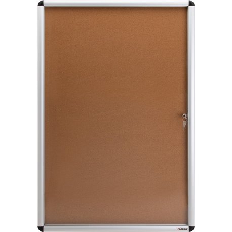Lorell Enclosed Cork Bulletin Board - 36" Height x 24" Width - Natural Cork Surface - Lock, Resilient, Durable, Self-healing - A