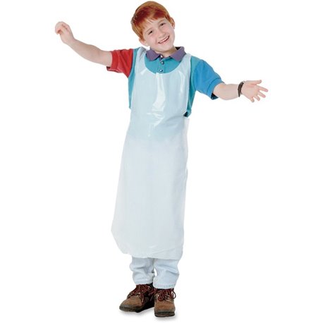 Baumgartens Kids Disposable Apron - Polyethylene - White - 100 / Pack