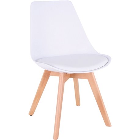 Lorell Curved Modern Shell Guest Chair - Fabric Seat - Four-legged Base - White - Plastic - 1 Each