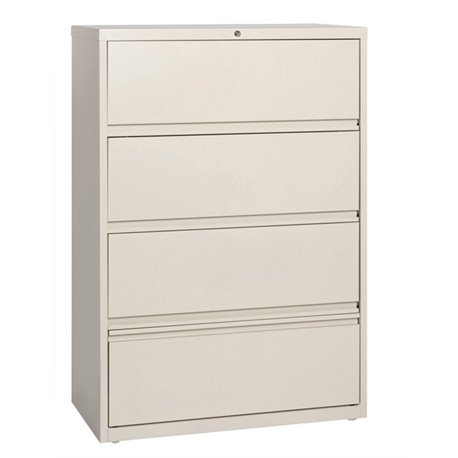 Lorell Fortress Lateral File with Roll-Out Shelf - 36" x 18.6" x 52.5" - 4 x Drawer(s) for File - Letter, Legal, A4 - Ball-beari